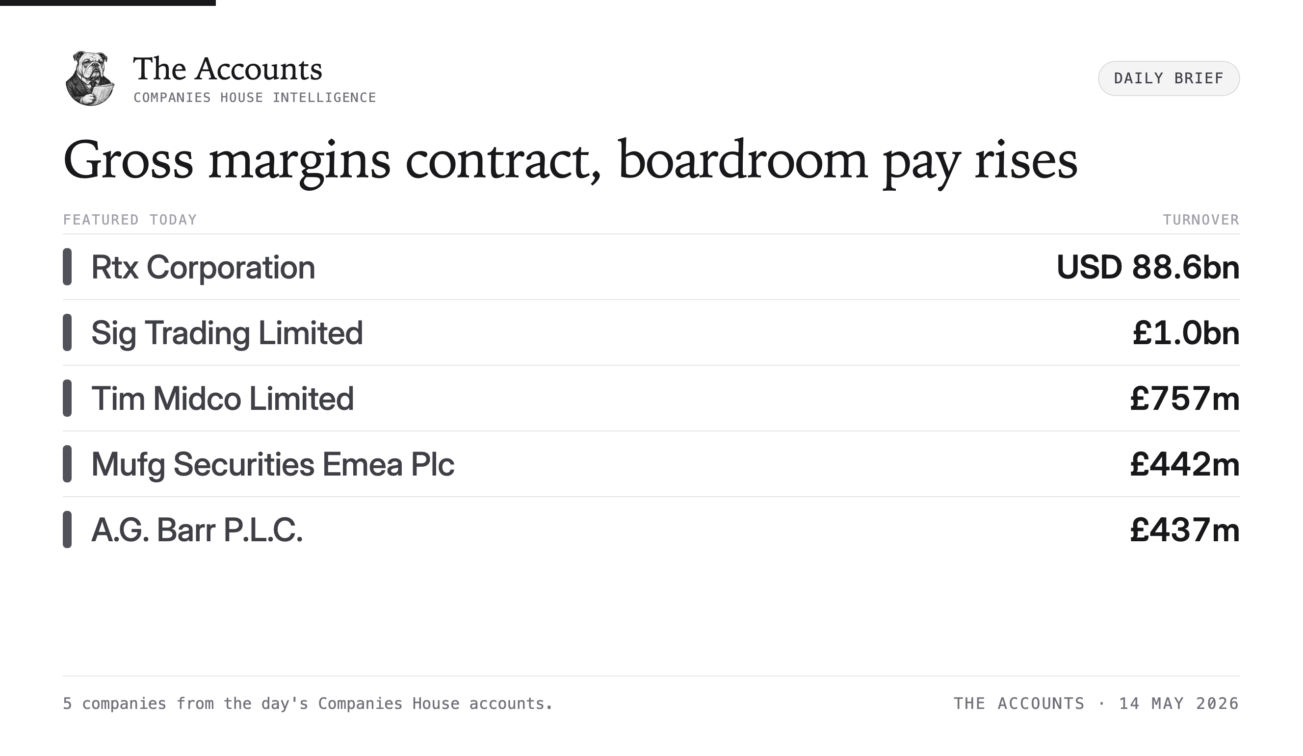 The Accounts daily brief — 14 May 2026