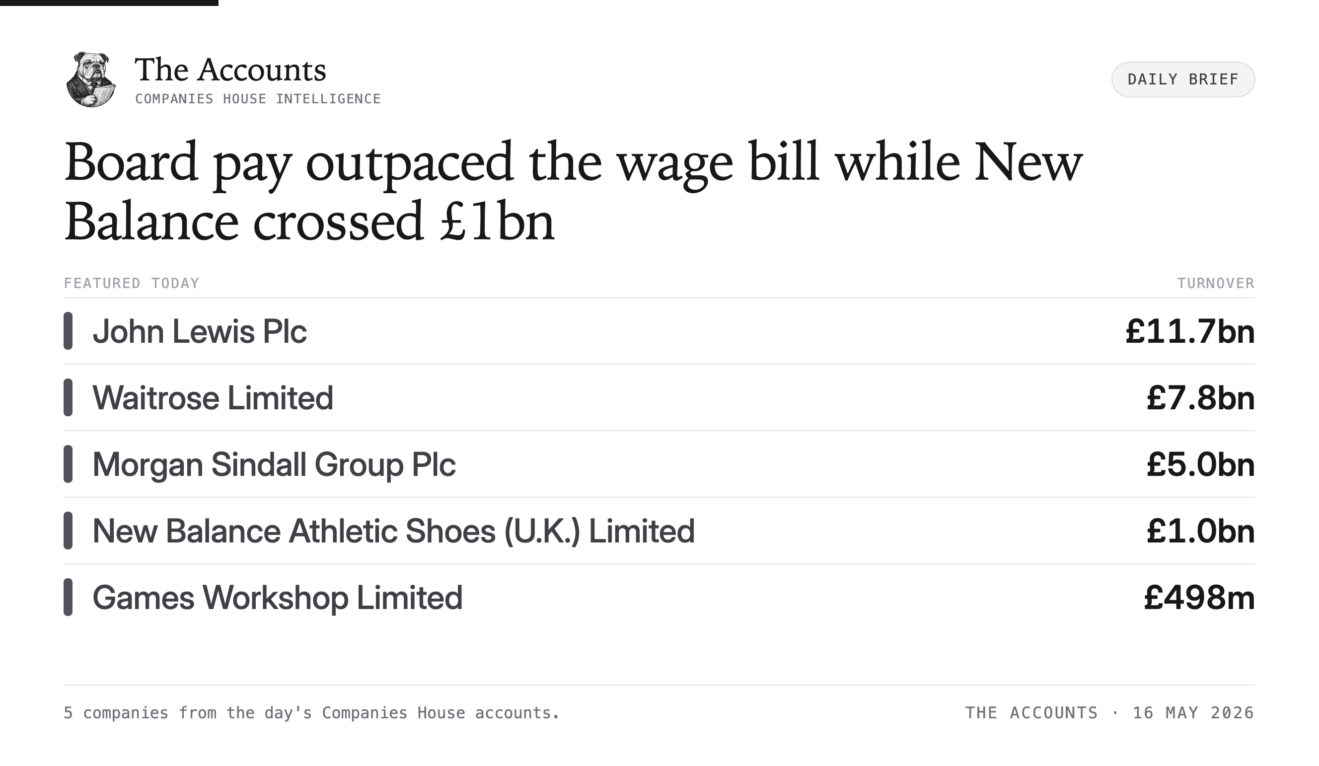 The Accounts daily brief — 16 May 2026