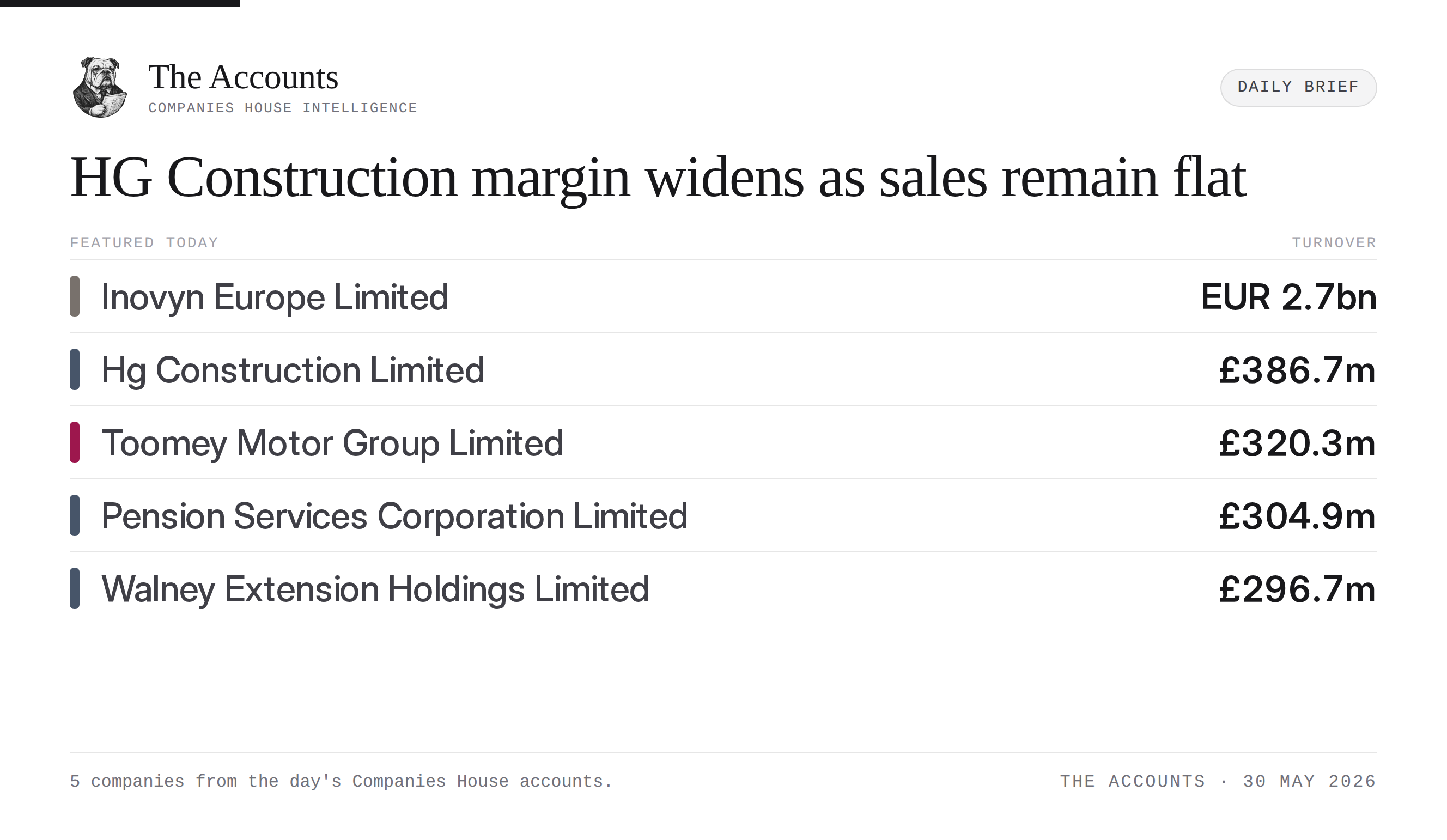 The Accounts daily brief — 30 May 2026