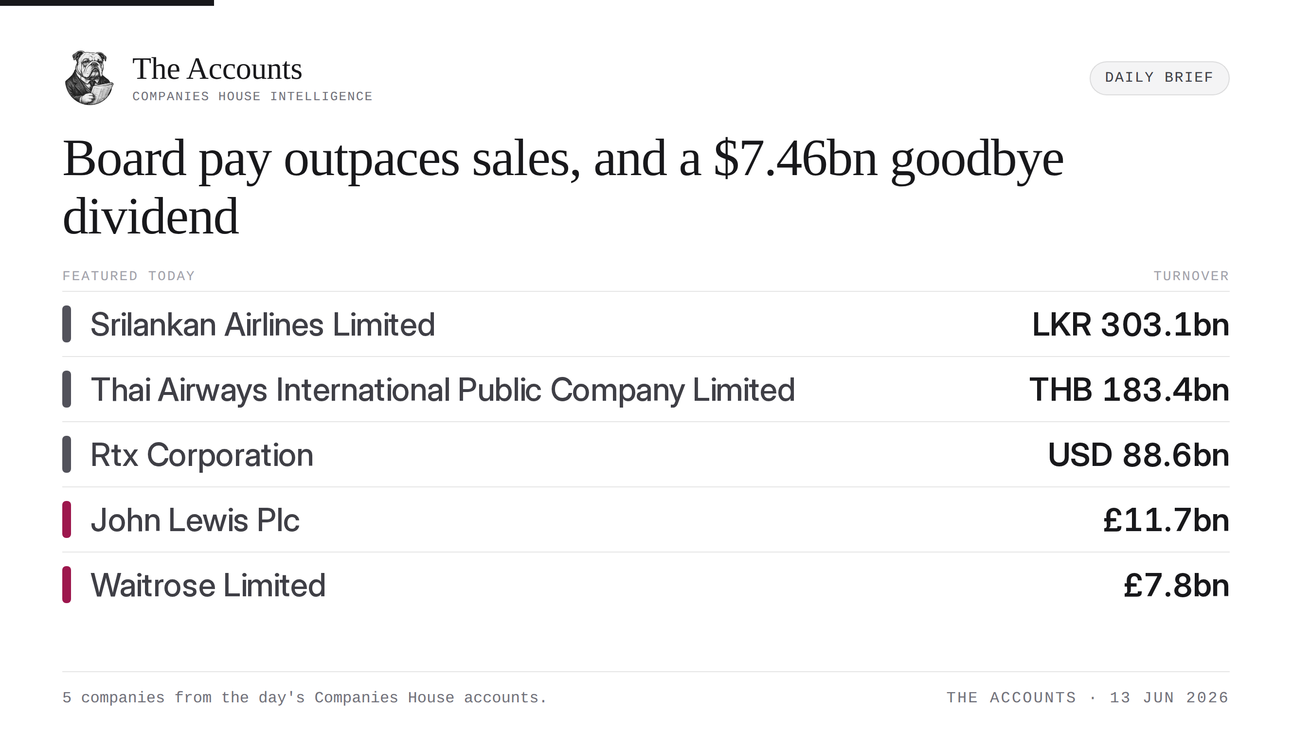 The Accounts daily brief — 13 June 2026