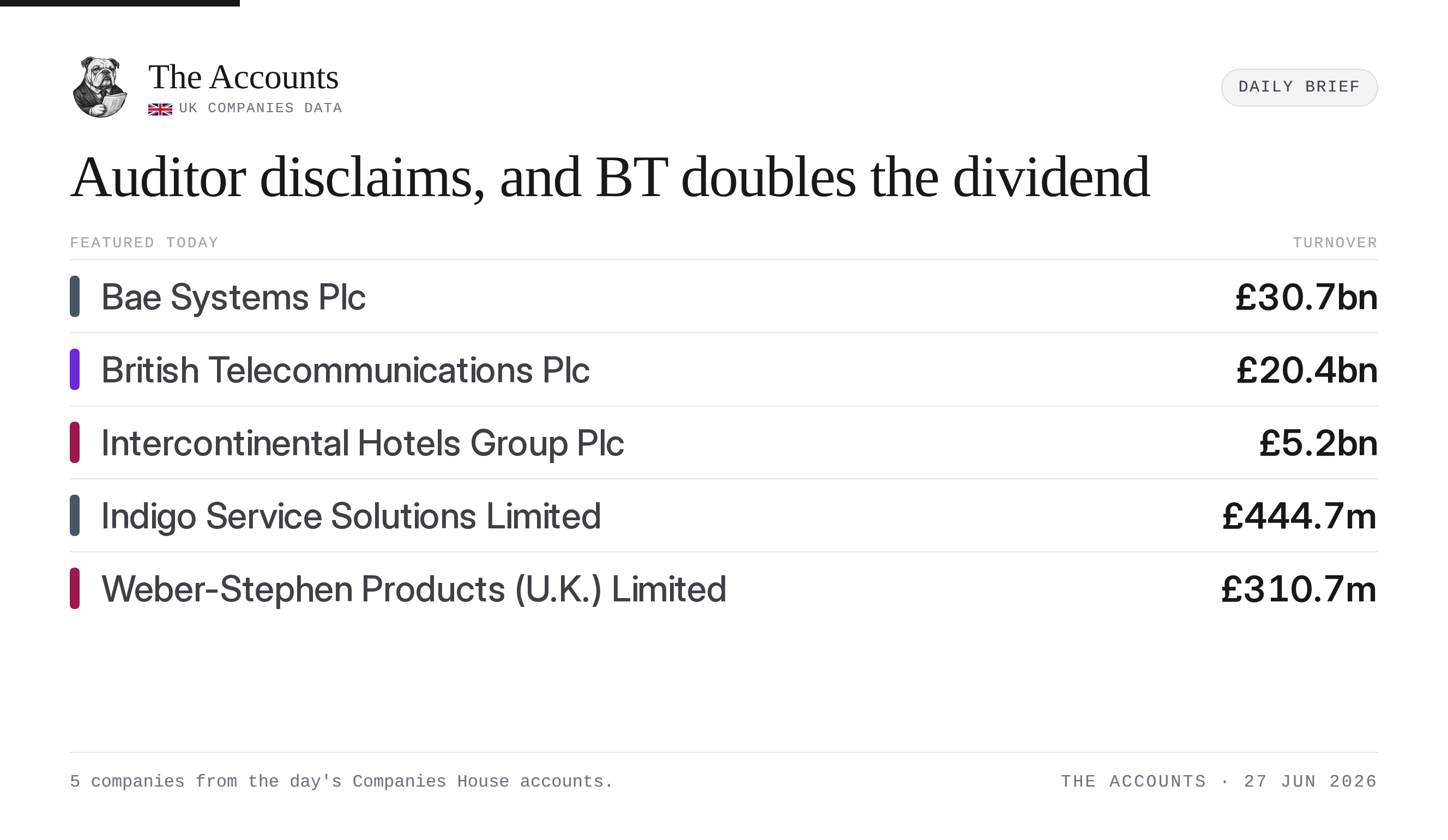 The Accounts daily brief — 27 June 2026